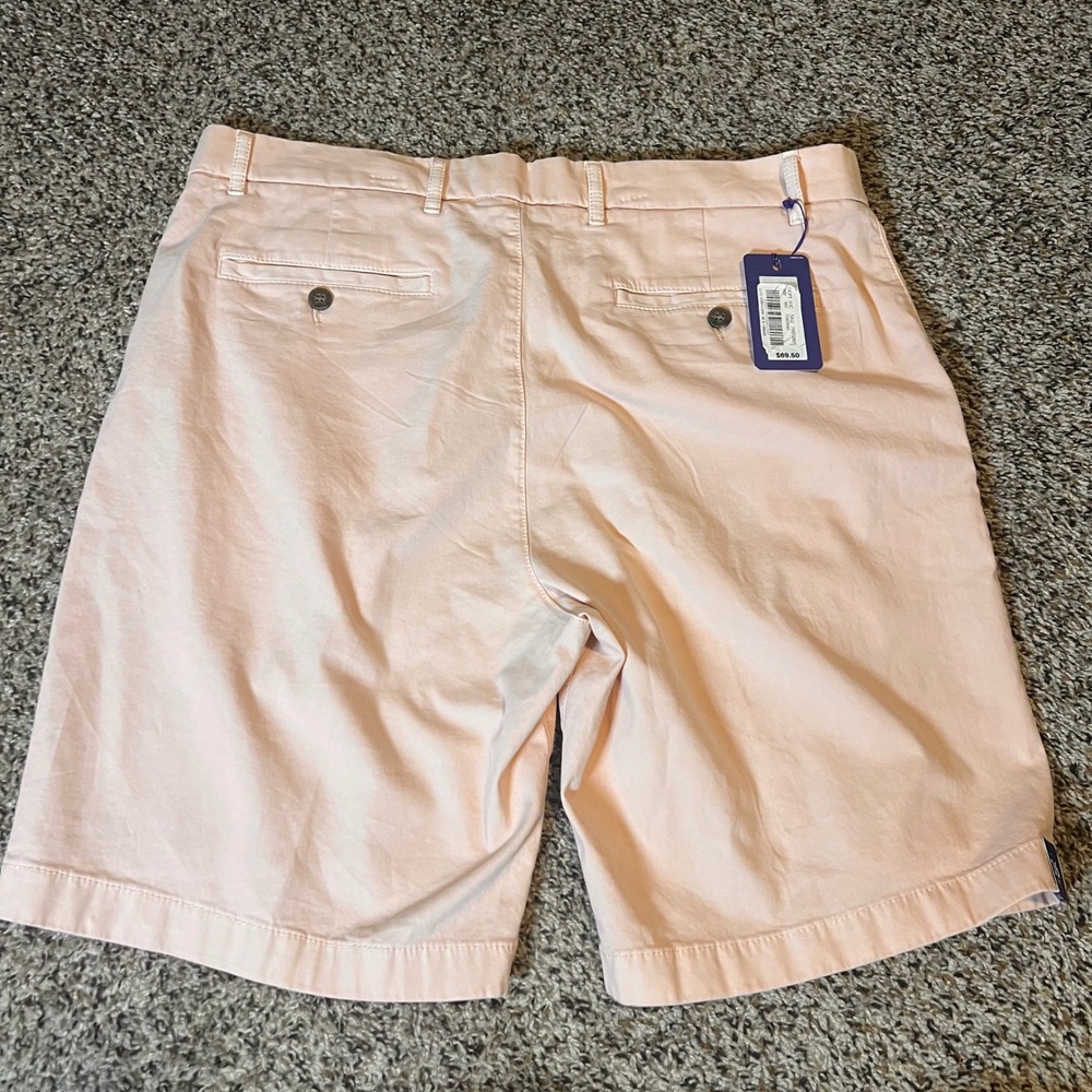 Caribbean Flat-Front Shorts Casual Chino Peach Size 36 - Picture 6 of 7